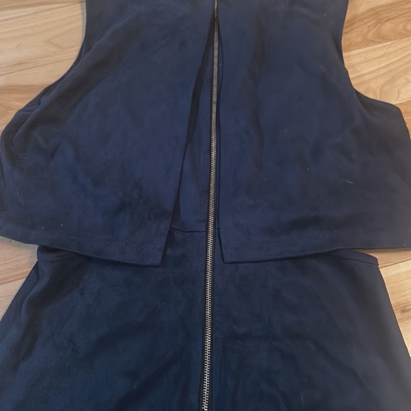 Fashion Union Faux Suede Layered Crop Aline Dress blue size xs - Picture 11 of 14
